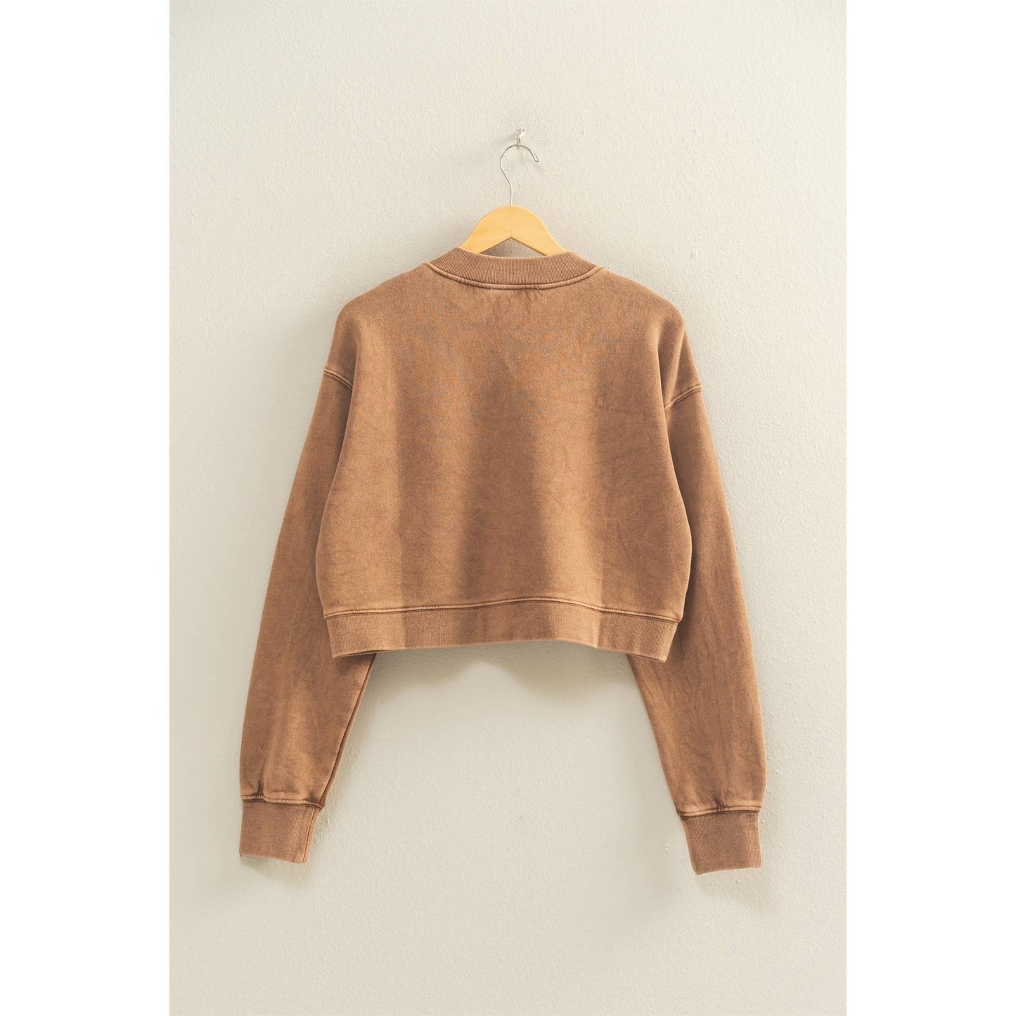 HYFVE - Washed French Terry Cropped Cardigan: DARK GREEN / S-M-L(2-2-2)