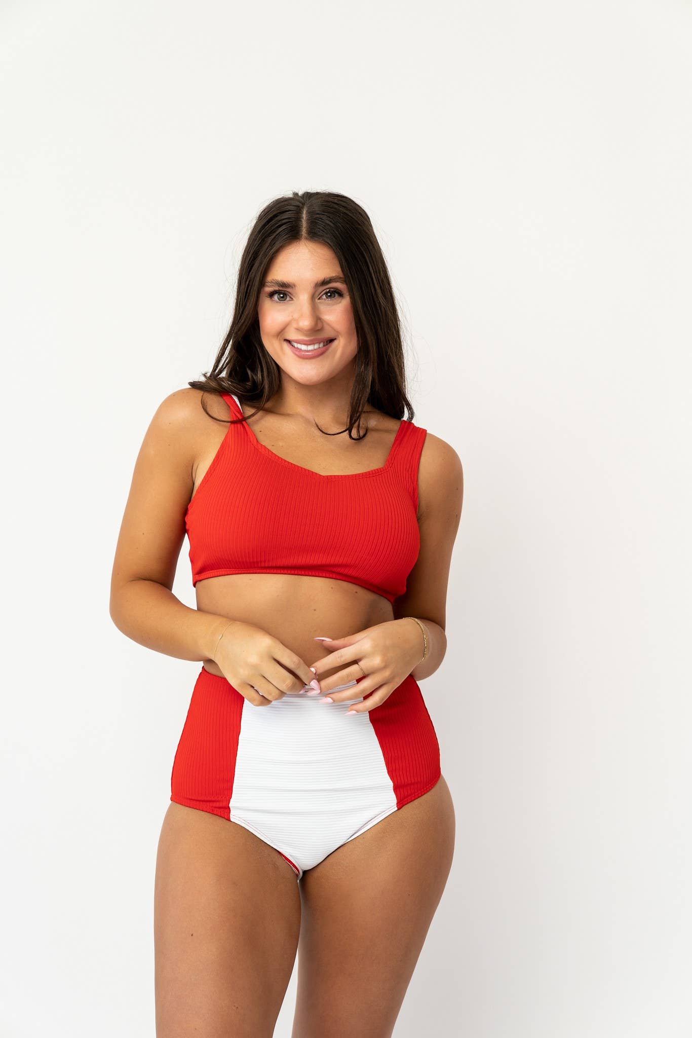 Coral Reef Swim - Poppy Red Twisted Back Swim Top: Poppy Red / L