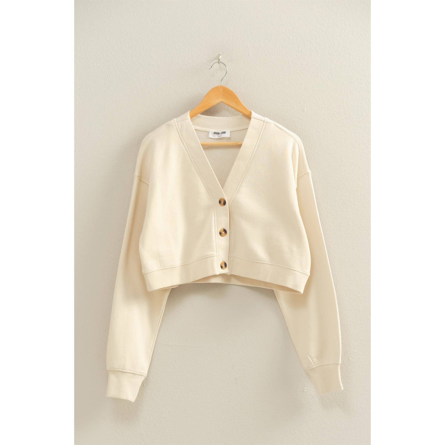 HYFVE - Washed French Terry Cropped Cardigan: DARK GREEN / S-M-L(2-2-2)