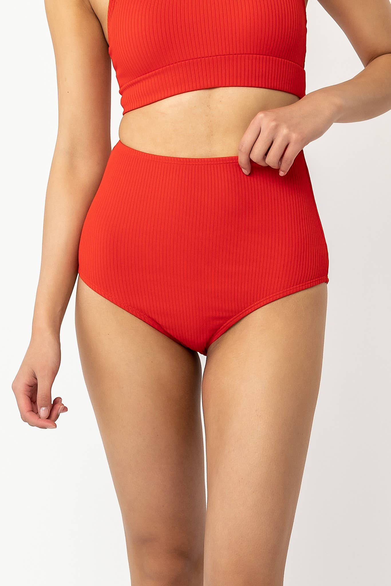Coral Reef Swim - Poppy Red Ultra High Waisted Swim Bottoms: Poppy Red / M