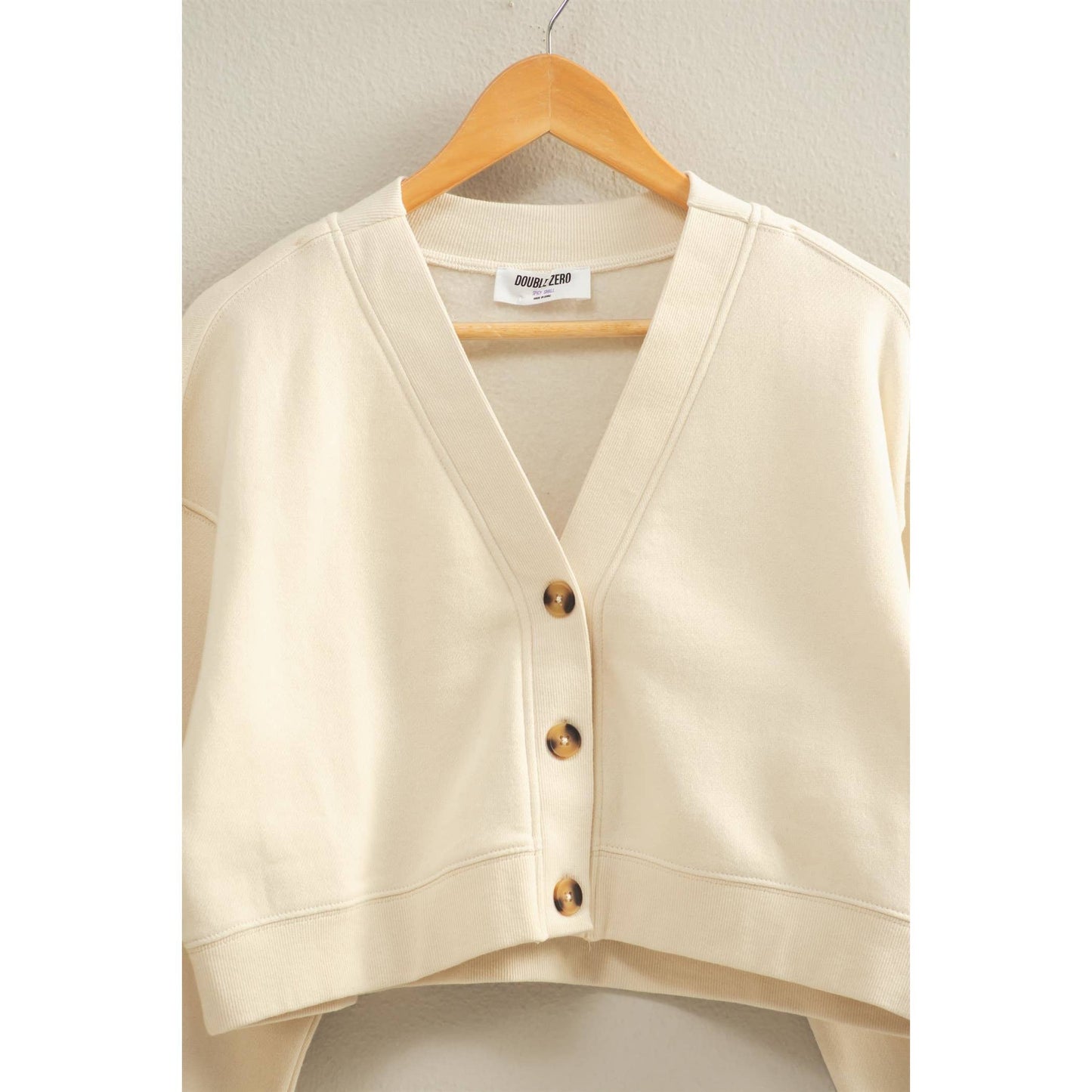 HYFVE - Washed French Terry Cropped Cardigan: DARK GREEN / S-M-L(2-2-2)