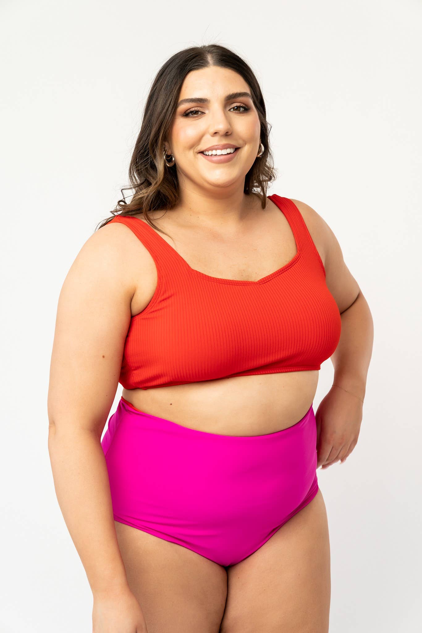Coral Reef Swim - Poppy Red Twisted Back Swim Top: Poppy Red / L