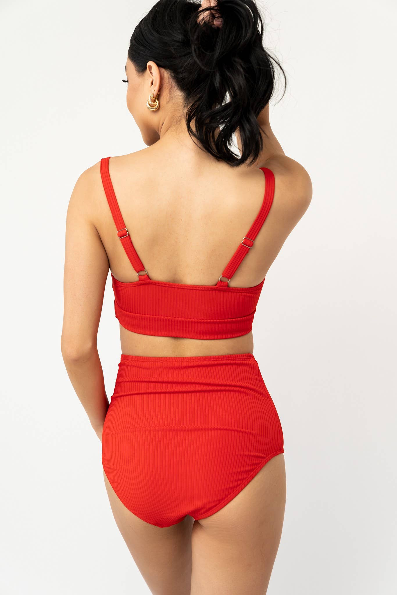 Coral Reef Swim - Poppy Red Ultra High Waisted Swim Bottoms: Poppy Red / M