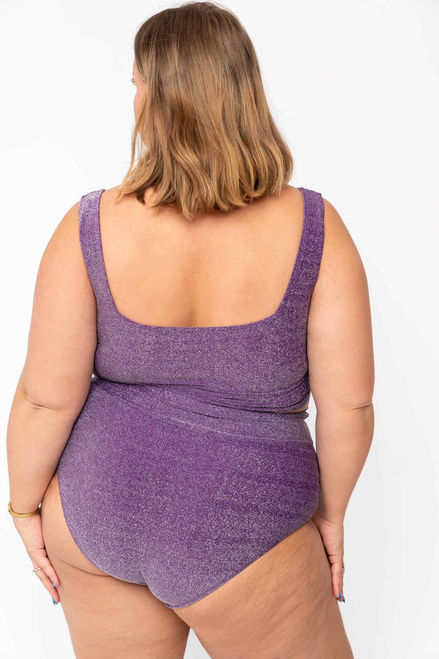 Coral Reef Swim - Purple Shimmer Square Neck Swim Top: Large
